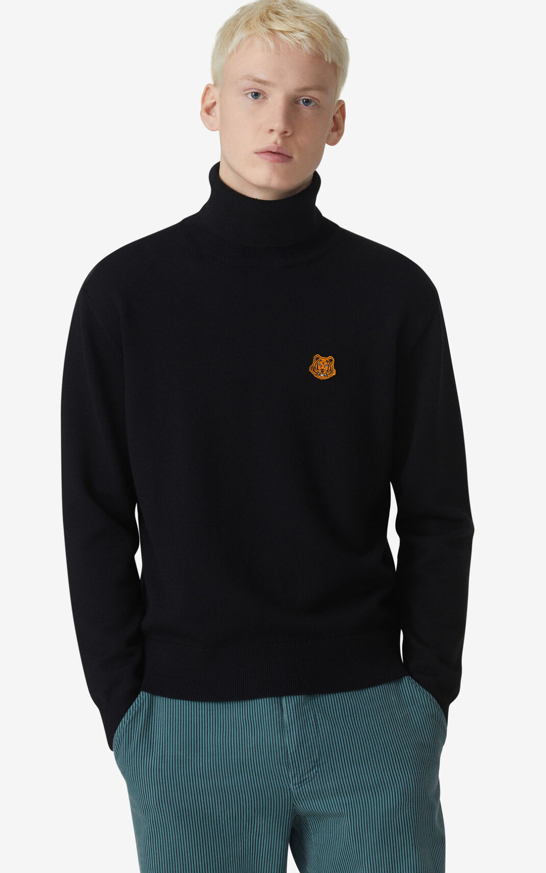 Kenzo Tiger Crest roll neck Jerseys Hombre Negras | 7031956-TW